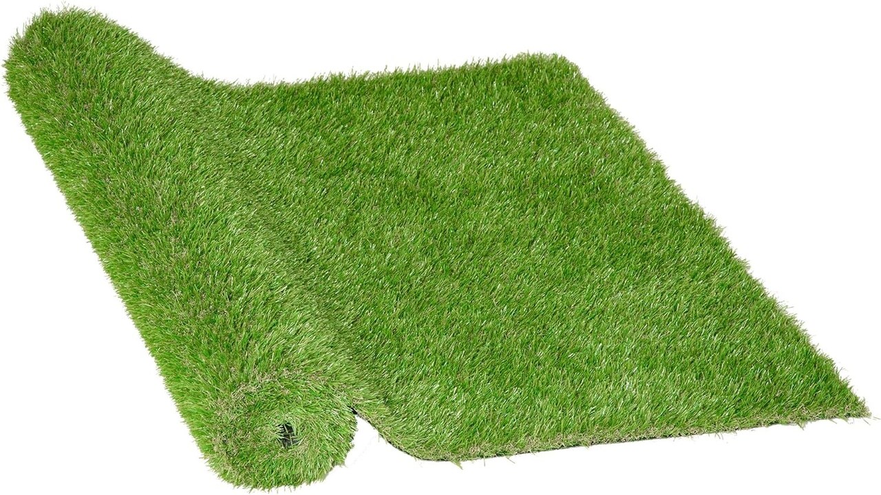 Outdoor Artificial Grass Turf Rug with Drain Holes & Rubber Backing